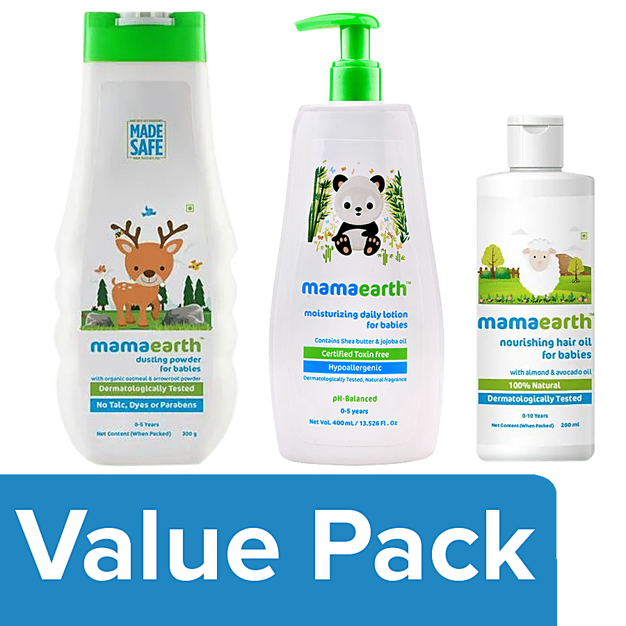Buy Mamaearth Baby Kit - Dusting Powder, Lotion and Hair Oil Online at Best  Price of Rs 1147 - bigbasket