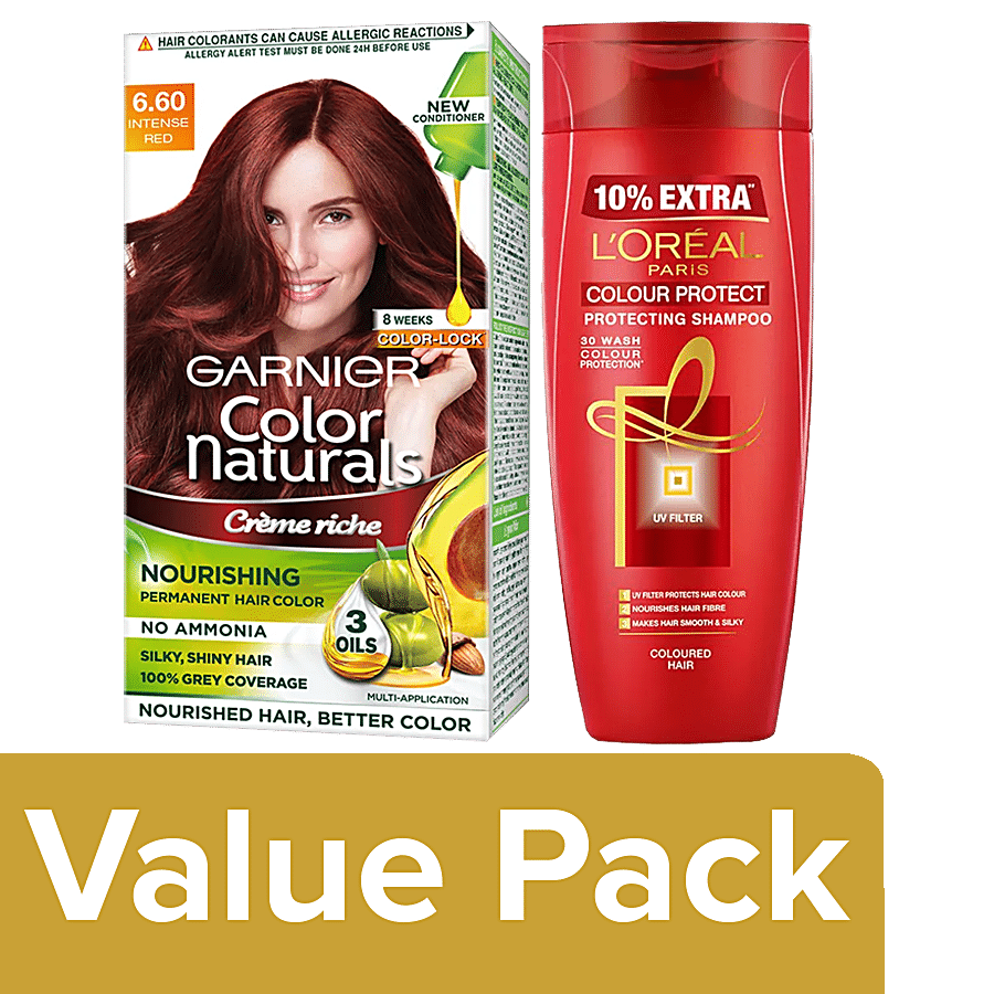 Buy bb Combo Garnier Hair Color (70ml+60g) Shade , Intense Red+Loreal  Paris Shampoo 75ml Online at Best Price of Rs 249 - bigbasket