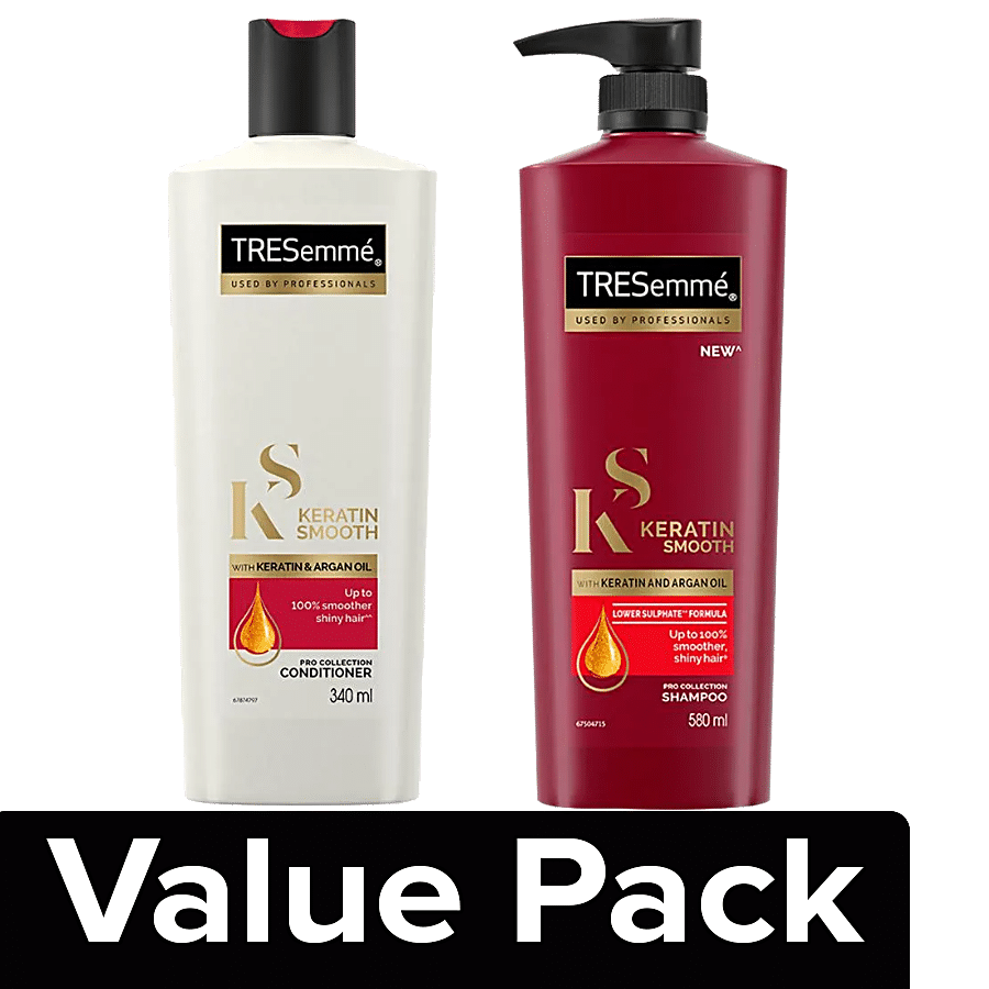 Buy TRESemme Keratin Smooth Shampoo 580 ml + Keratin Smooth Conditioner 340  ml Online at Best Price of Rs 1065 - bigbasket