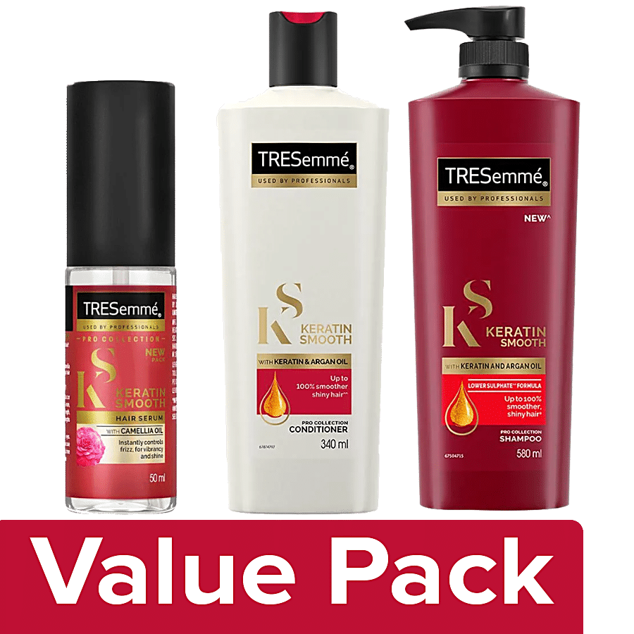 Buy TRESemme Keratin Smooth - Shampoo 580 ml + Conditioner 340 ml + Hair  Serum 50 ml Online at Best Price of Rs 1415 - bigbasket