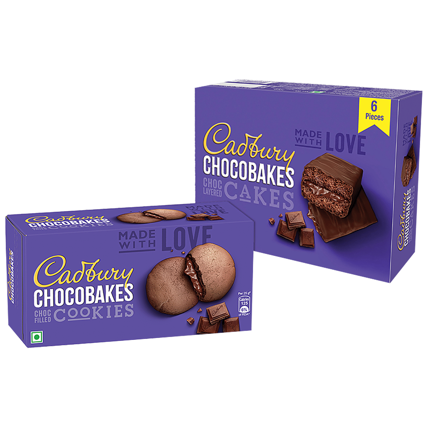 Cadbury Chocobakes Choc Filled Cookies/Biscuits Family Pack, 6X150 G