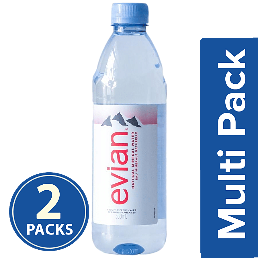 Evian Natural Mineral Water - Imported, 2x500 ml