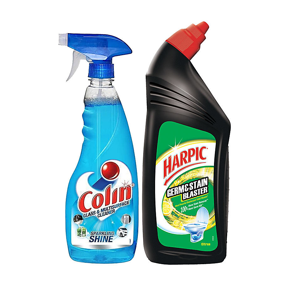 bb Combo Harpic Toilet Cleaner Liquid, Citrus, 750ml + Colin Cleaner Liquid  Spray,500ml, Combo