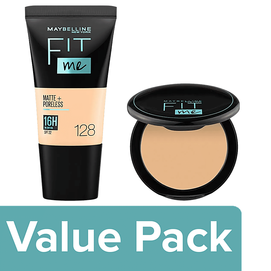 Maybelline New York Fit Me Foundation Tube 128 + Fit Me Compact 128, Combo