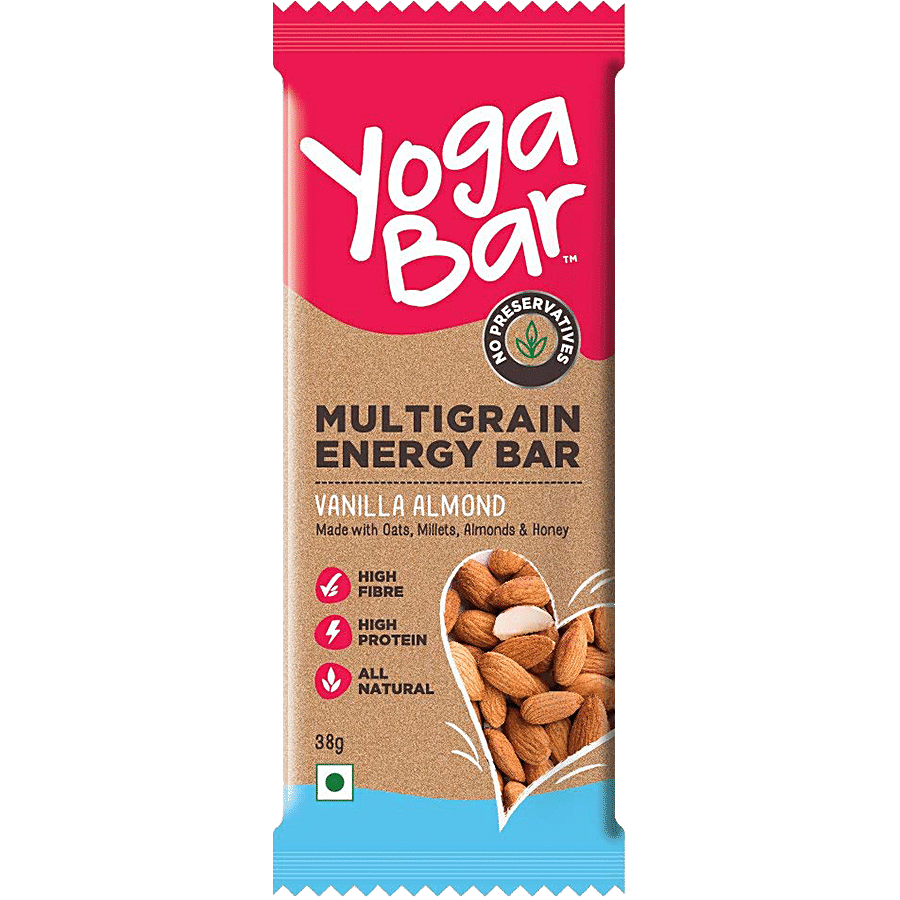 Buy Yogabar Vanilla Almond Multigrain-Energy Bars - Pack of 10, y Diet  Snacks with Dates, Oats and Millets, Gluten Free and High Protein Crunchy  Nut Bar, Packed with Chia and Sunflower Online