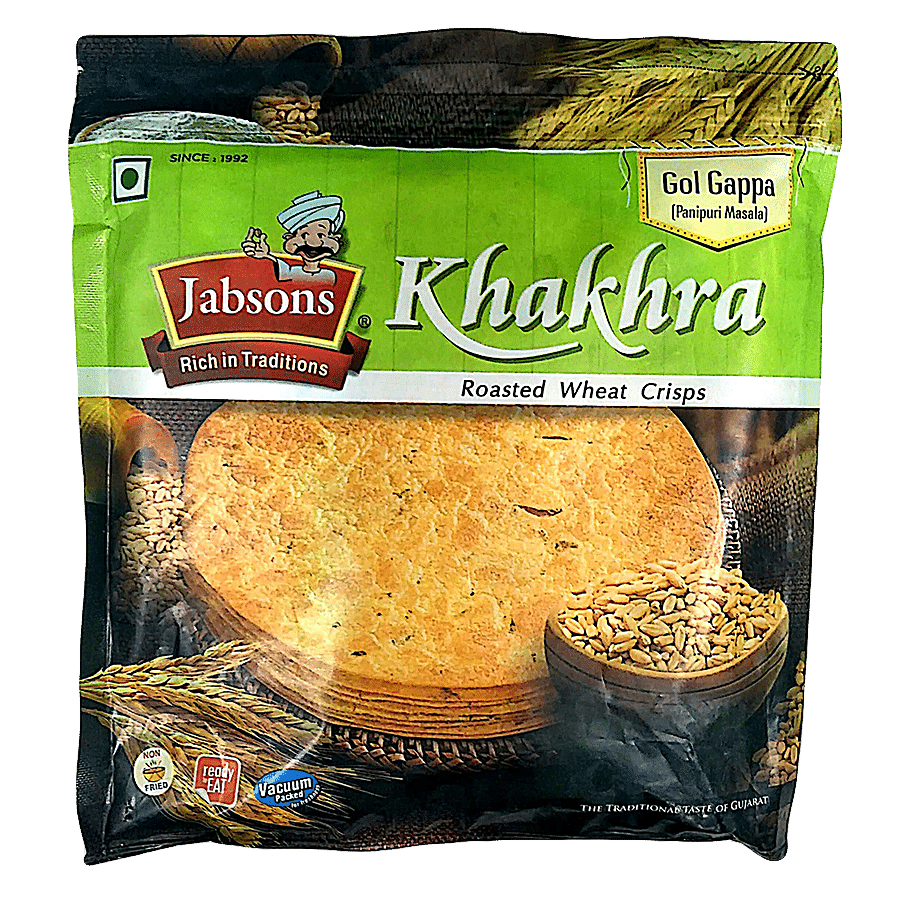 Jabsons Khakhra - Gol-gappa (Roasted Wheat Crisps), 180 g Pouch 