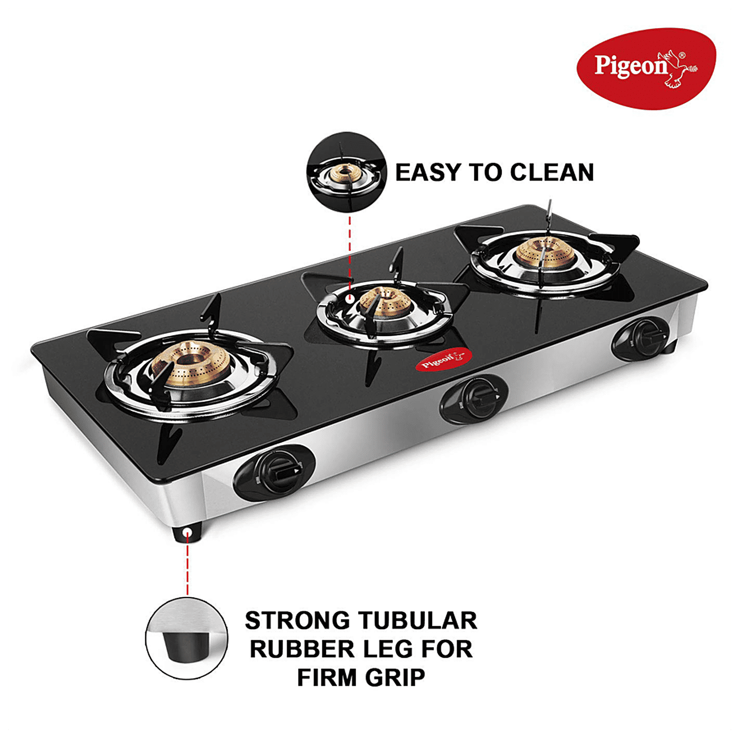 pigeon three burner gas stove