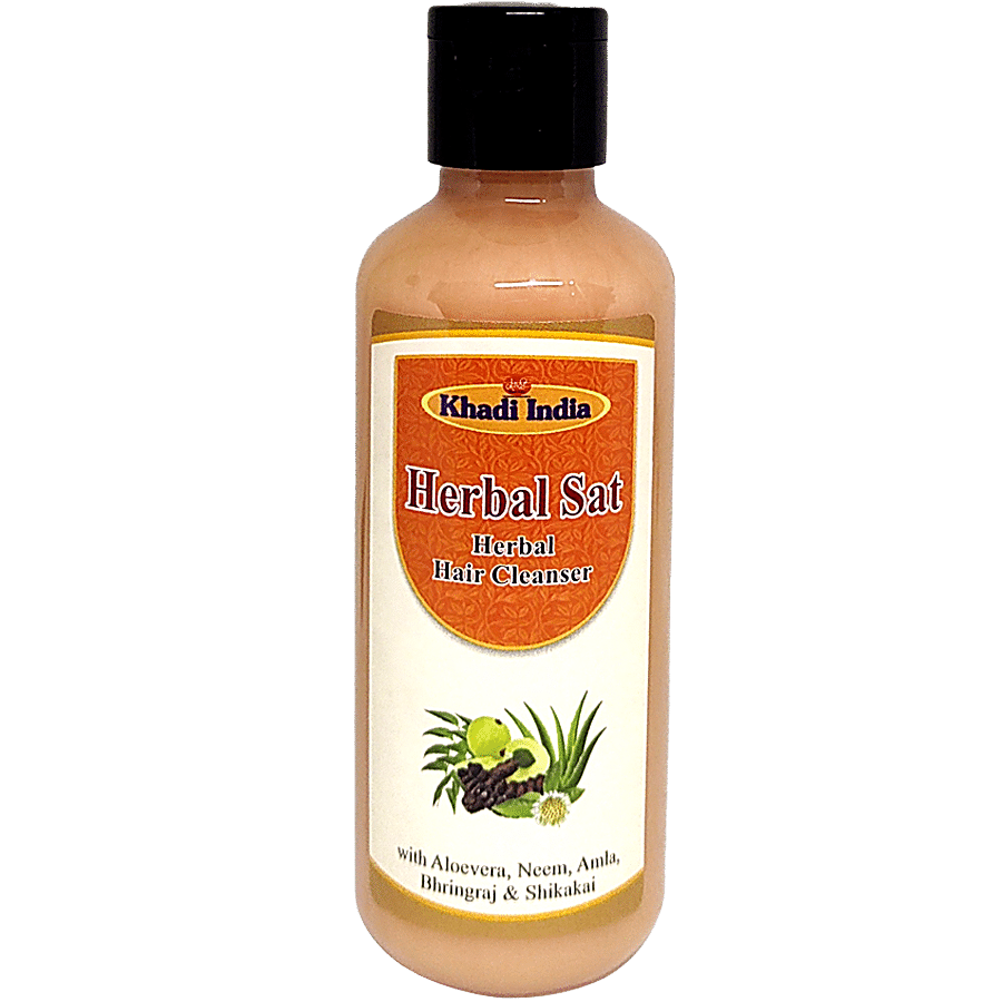 Buy Khadi Manav Herbal Hair Cleanser Sat With Conditioner Extract Of  Bhringraj Heena 210 Ml Online at the Best Price of Rs 145 - bigbasket