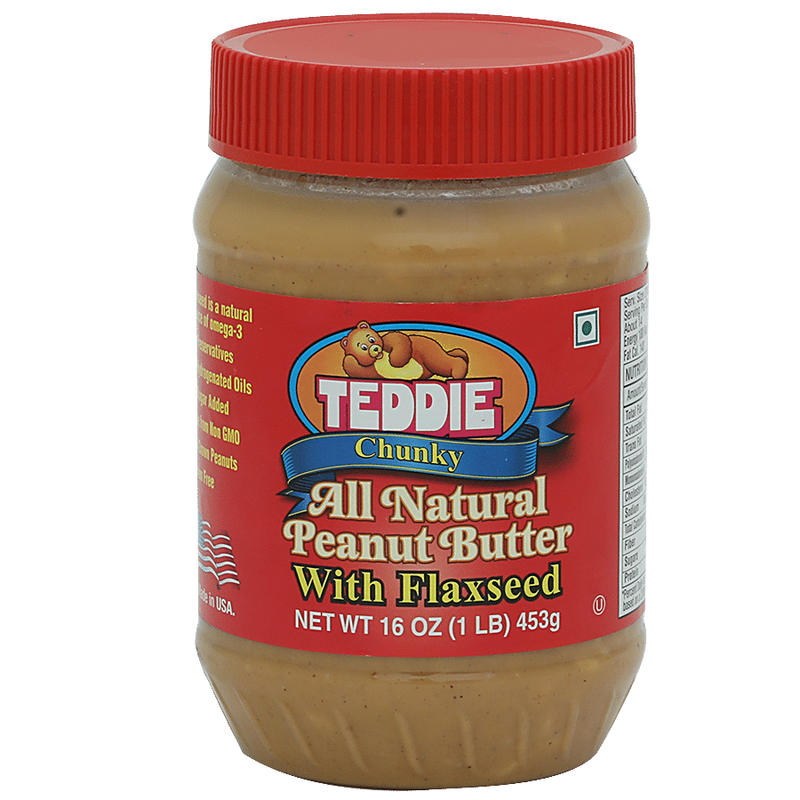 Teddie All Natural Peanut Butter with Flaxseed - Chunky, 453 g  