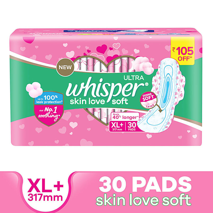 Buy Whisper Sanitary Pads Ultra Soft Xl 30 Pcs Online At Best Price of Rs  352.5 - bigbasket
