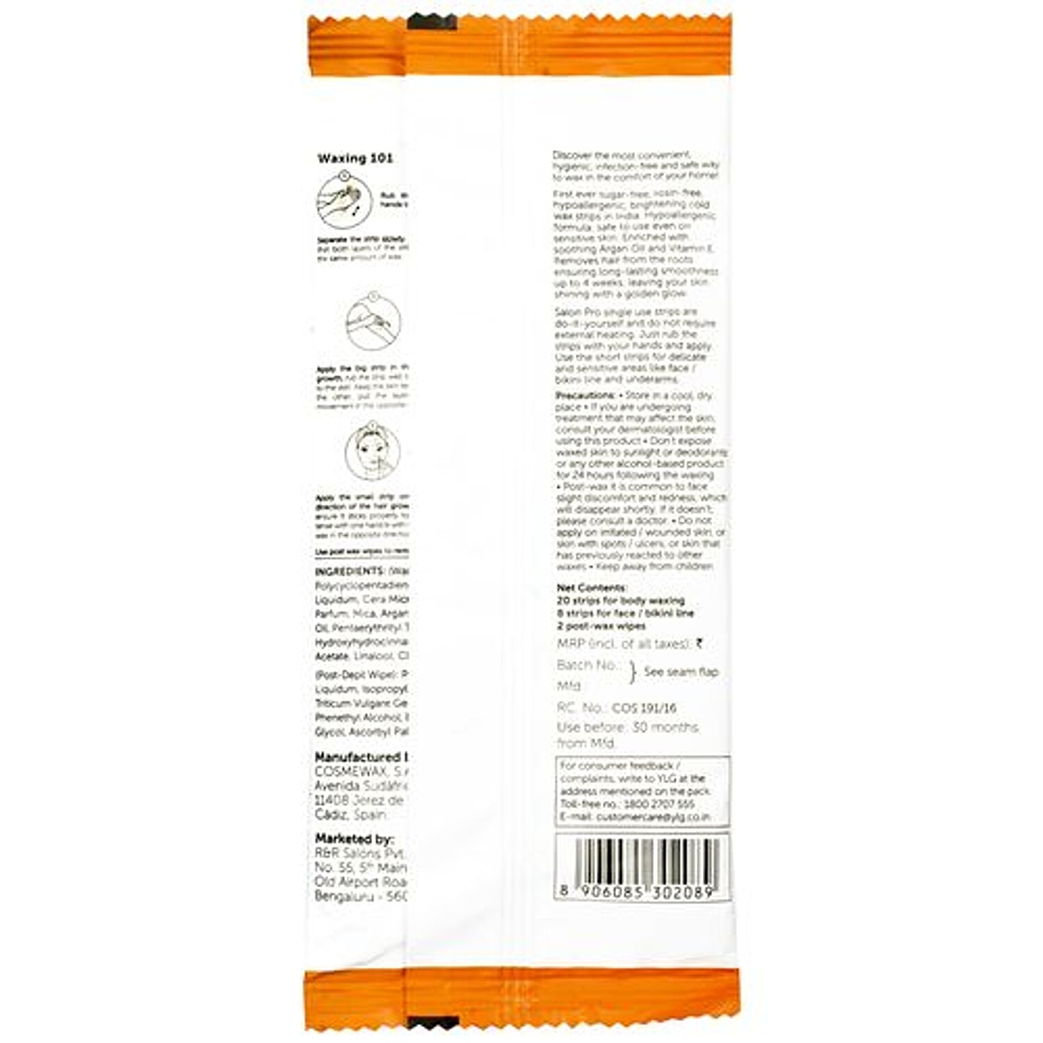 Buy YLG Gold Glitter Brightening Cold Wax Strips, 28 pcs Online at