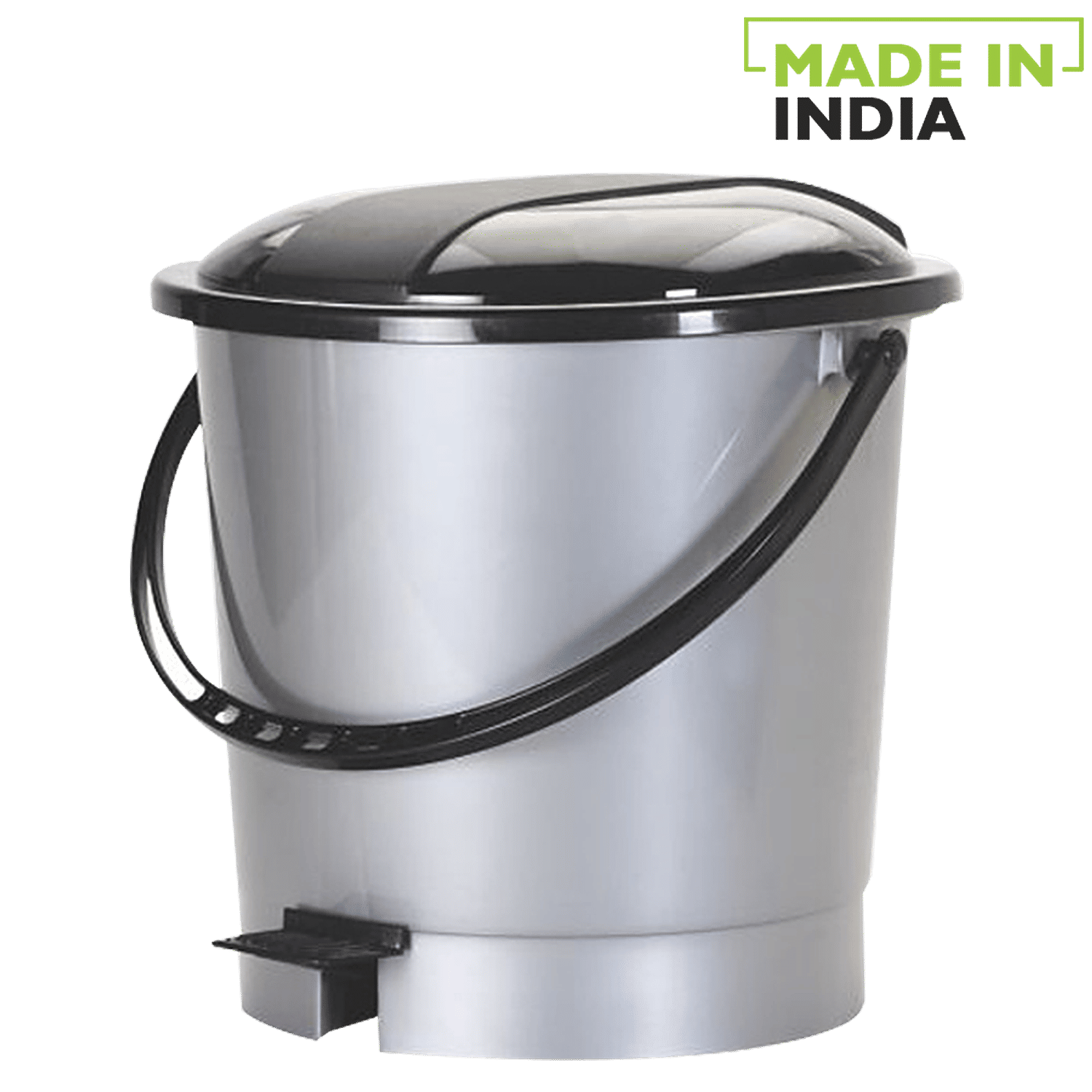 Buy Ratan Plastic Pedal Dustbin Garbage Bin Medium Silver Bon Bon 181 S Online At Best Price Bigbasket