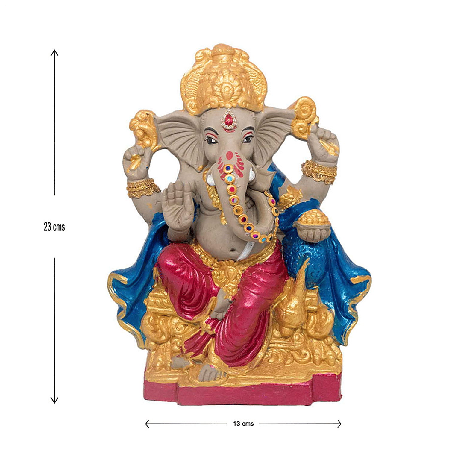 Extra Big Clay Ganesha with Decoration -1.5 Feet