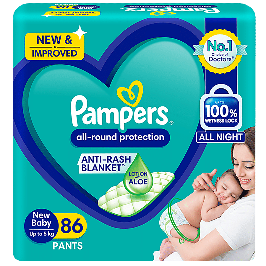 Buy Pampers All-Round Protection Diaper Pants - New Baby, Up To 5 kg,  Anti-Rash, Ultra Absorb, Leakage Prevention For Up To 12 Hours Online at  Best Price of Rs 1044.4 - bigbasket