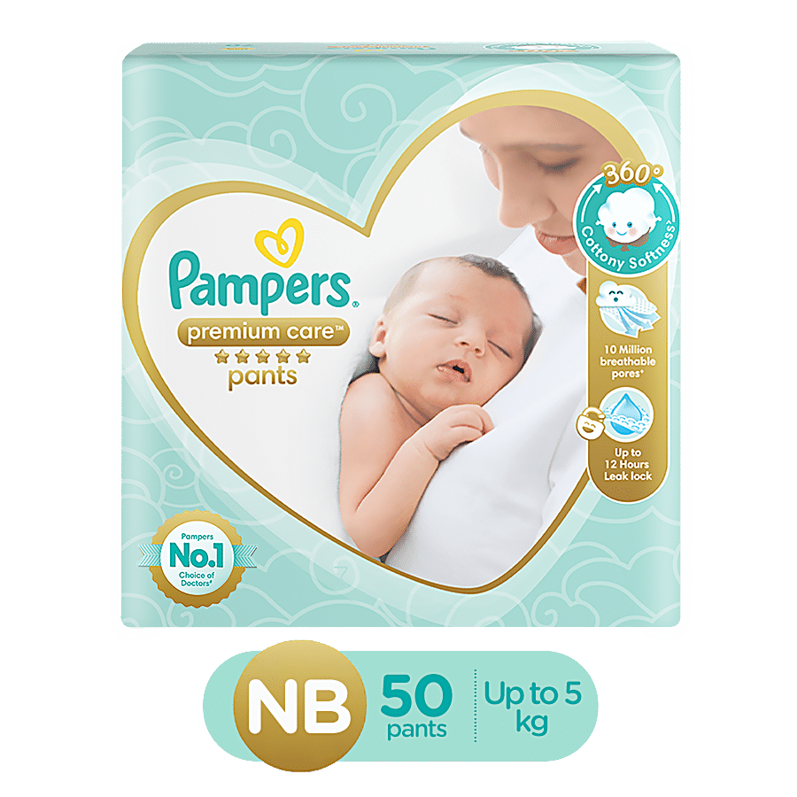 Formuleren Dusver Uitstroom Buy Pampers Premium Care Diaper Pants - New Baby, Up to 5 kg, Lotion with  Aloe Vera Online at Best Price of Rs 658 - bigbasket