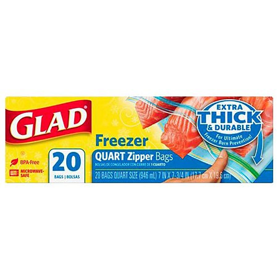 Buy Glad Freezer Quart Zipper Bags - Medium Online at Best Price of Rs 350  - bigbasket
