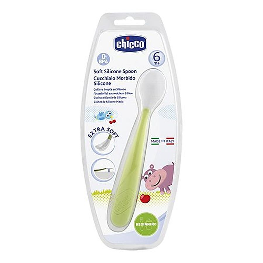 Buy Chicco Baby Soft Silicone Spoon - Green, 6m+ Online at Best