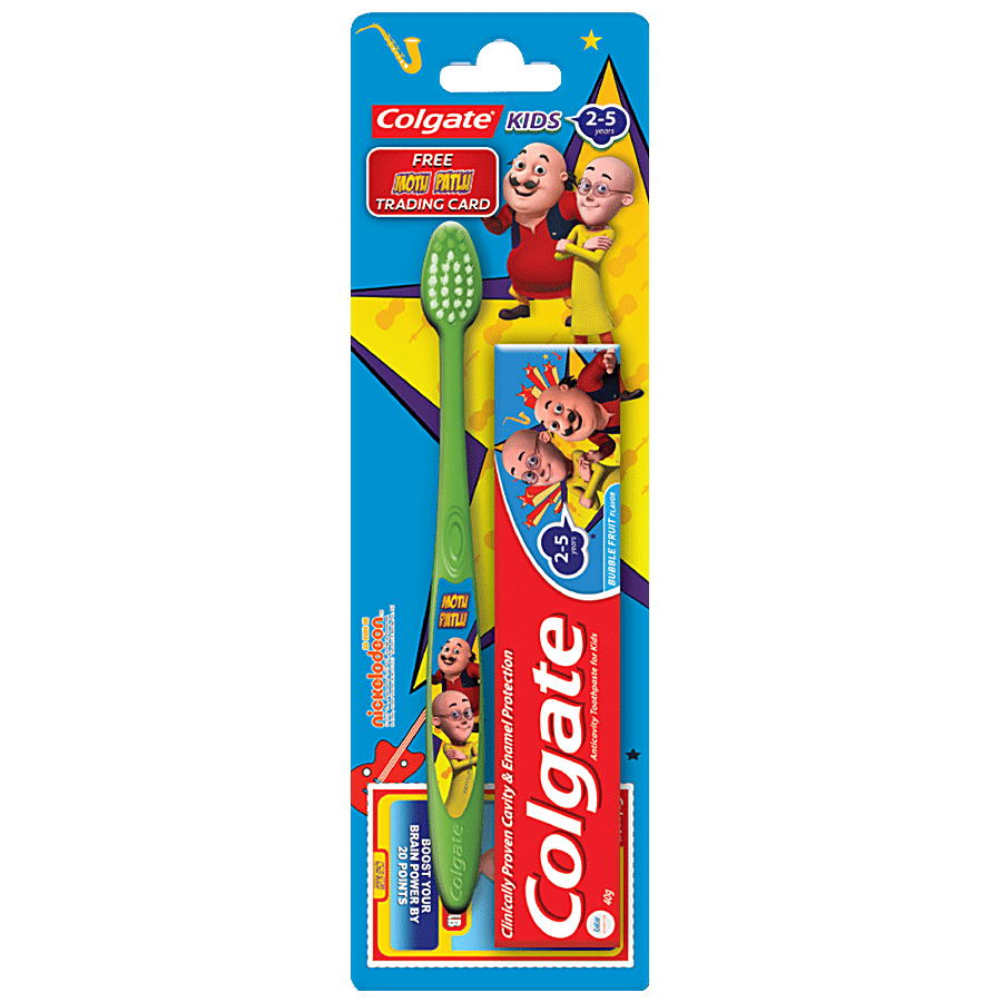 Buy Colgate Kids Toothpaste - 2-5yrs, Bubble Fruit, Motu-Patlu, With  Colgate Toothbrush, Super Junior, 0-2 Yrs Online at Best Price of Rs 80 -  bigbasket
