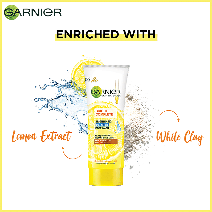 Garnier Skin Naturals Bright Complete Brightening Face Wash 100g Lemon Essence 