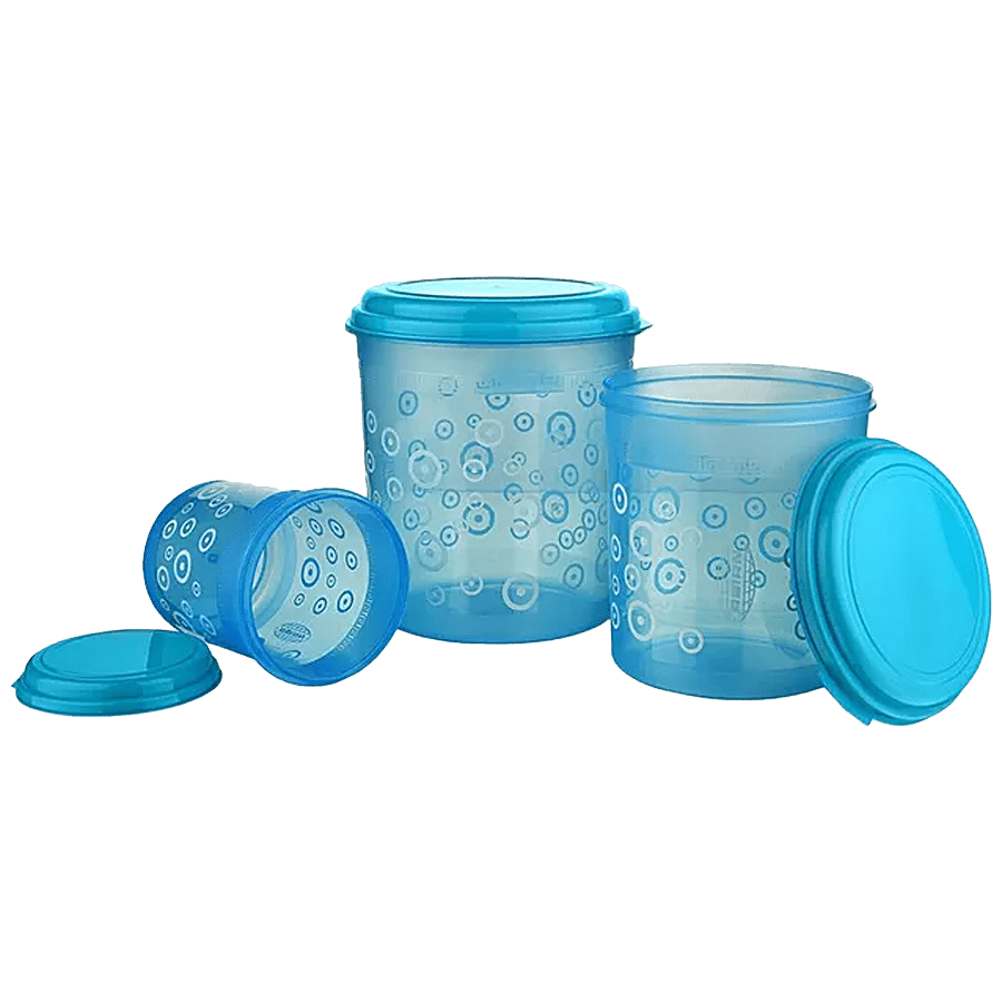 Buy Asian Stylo Storage Container - Blue, Plastic, Printed, Round