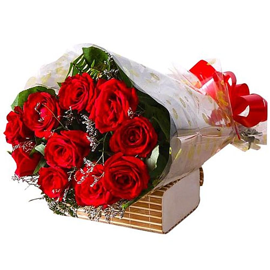 Buy Marquis Flower Flower - Hand Tied 10 Red Roses Bouquet Online at Best  Price of Rs 349 - bigbasket