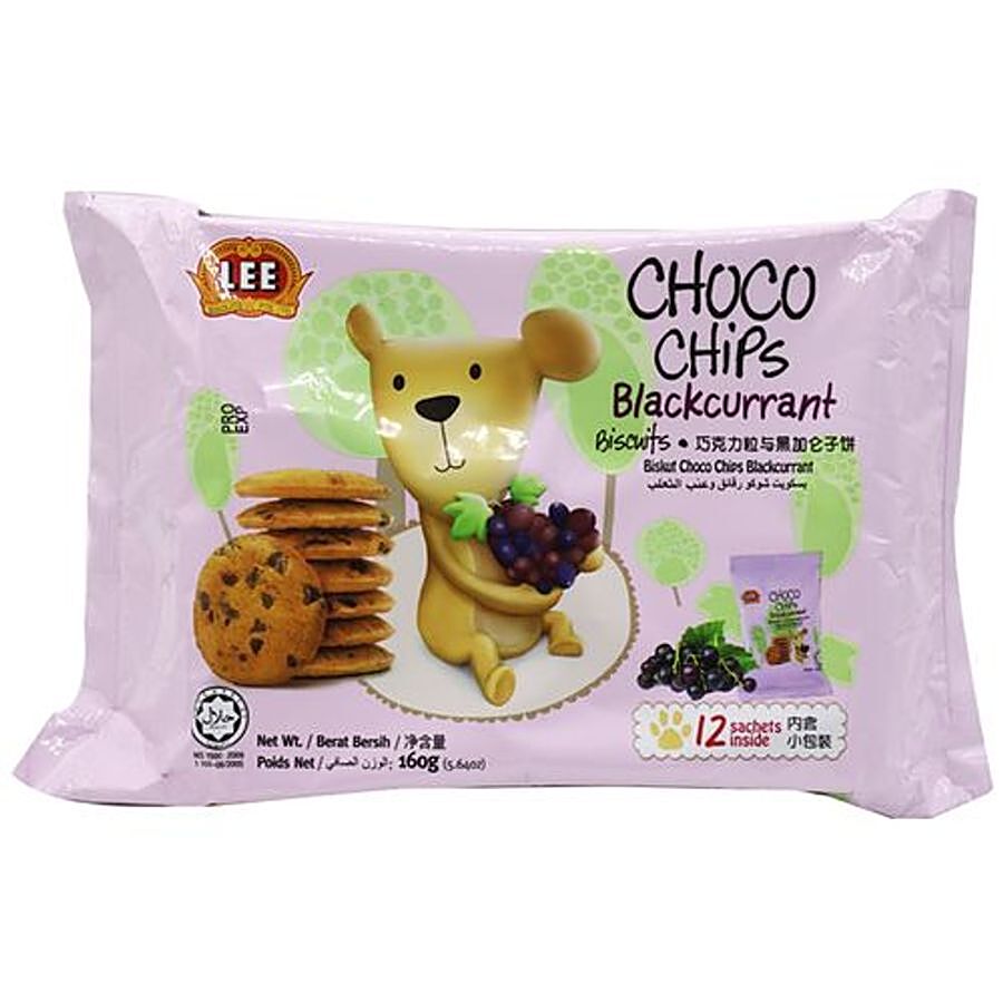 Lee Choco Chips Blackcurrant Biscuits, 160 g Pouch 