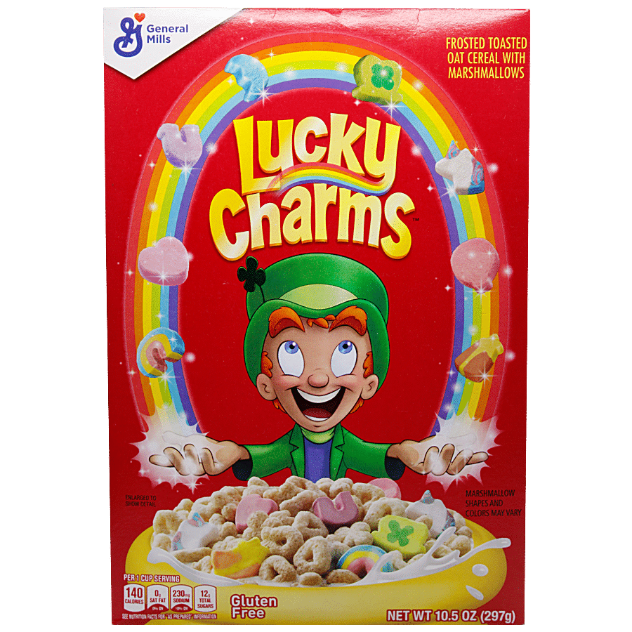 Lucky Charms Gluten Free Cereal with Marshmallows, Kids Breakfast Cereal  with Wh 