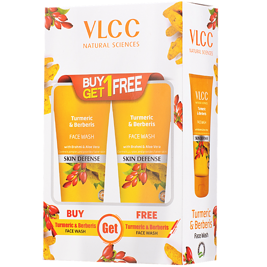 Buy VLCC Turmeric and Berberis Face Wash For Skin Defense With Brahmi and Aloe Vera - Controls Pimples and Provides Fairer Skin Online at Best Price of Rs photo