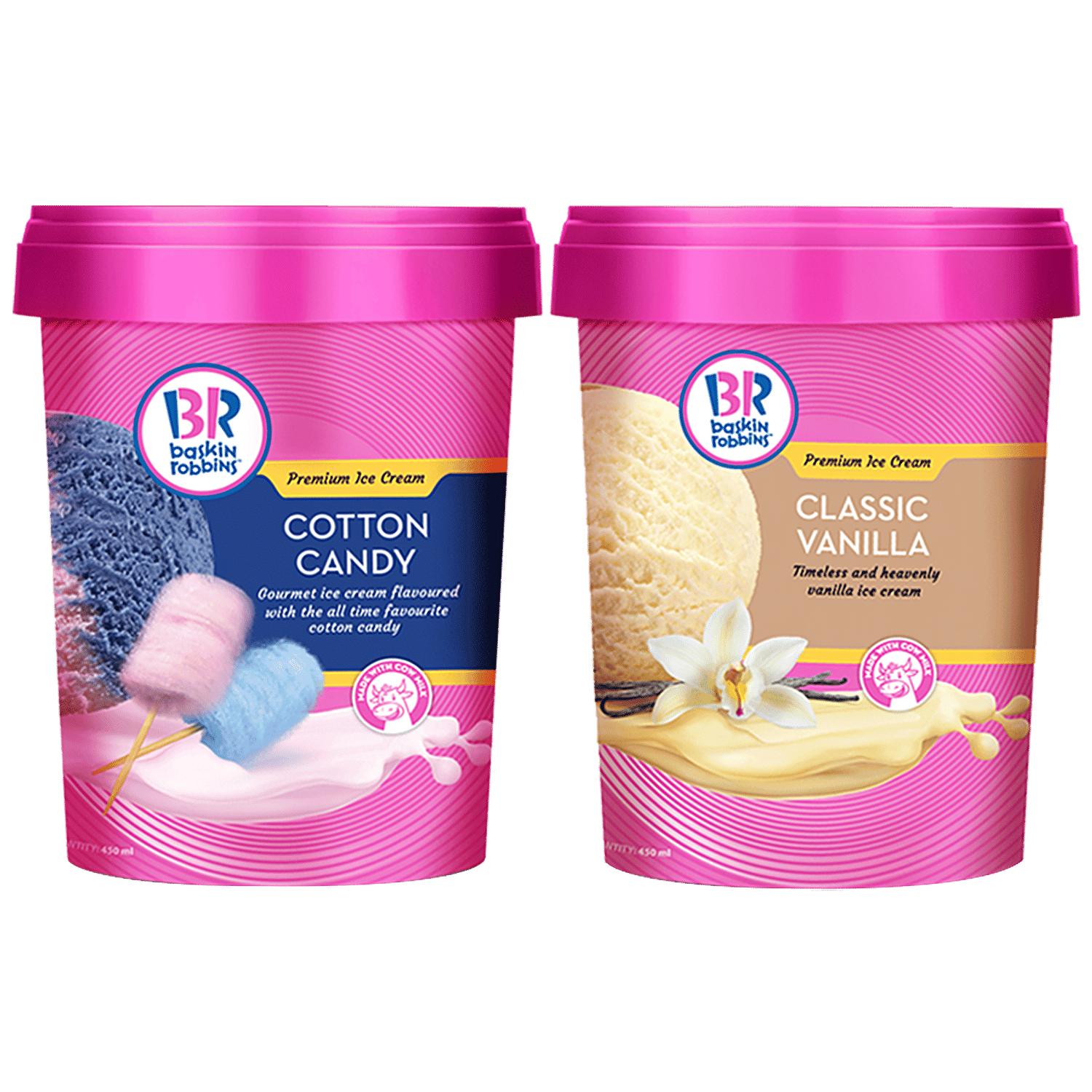 Baskin Robbins Ice Cream Cotton Candy, Made With Cow Milk, 450 Ml