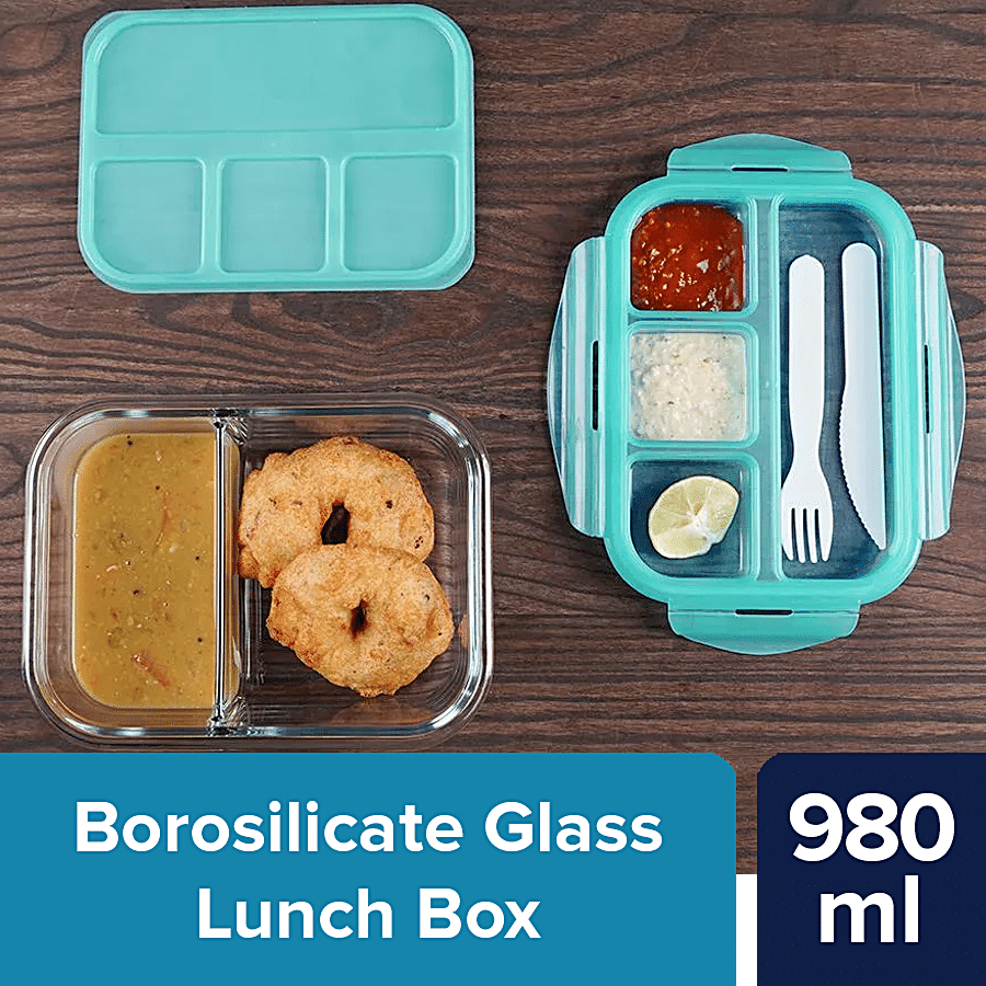BORREY Lunch Box Glass Microwave Rectangle Glass Lunch Box With