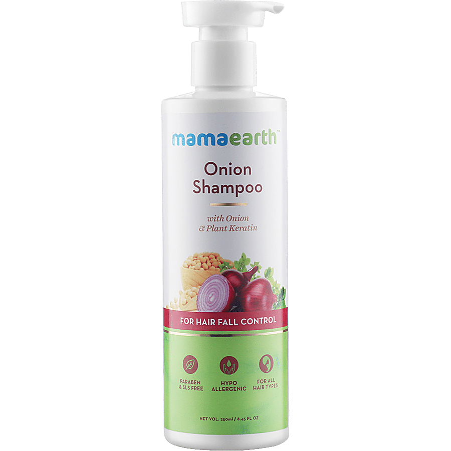 Buy Mamaearth Onion Shampoo - With Plant Keratin, For All Hair Types,  Paraben & SLS Free Online at Best Price of Rs 280 - bigbasket
