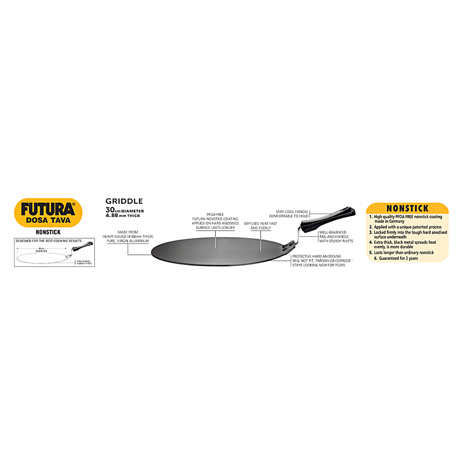 Buy Hawkins Futura Hard Anodised Aluminium Non-Stick Tawa 30 cm, 4.88 mm,  with Handle, NDT30 Online at Best Price of Rs 1549 bigbasket