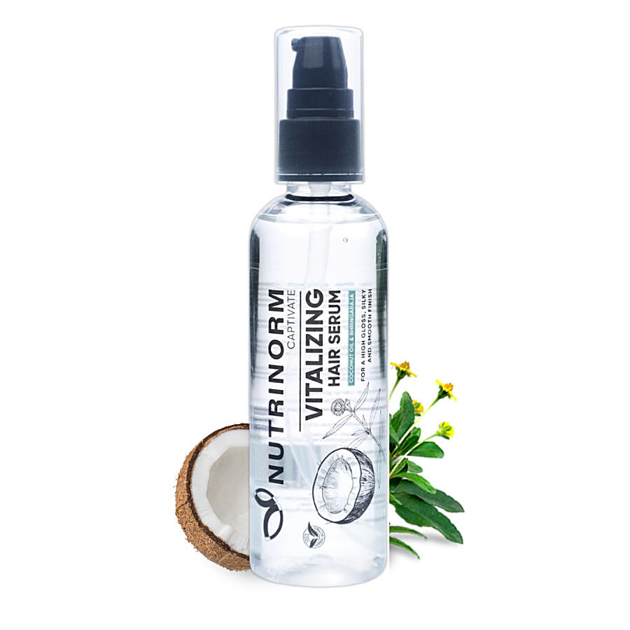 Buy Nutrinorm Vitalizing Hair Serum - For A High Gloss, Silky & Smooth  Finish, Goodness Of Coconut & Bhringaraja Online at Best Price of Rs 275 -  bigbasket