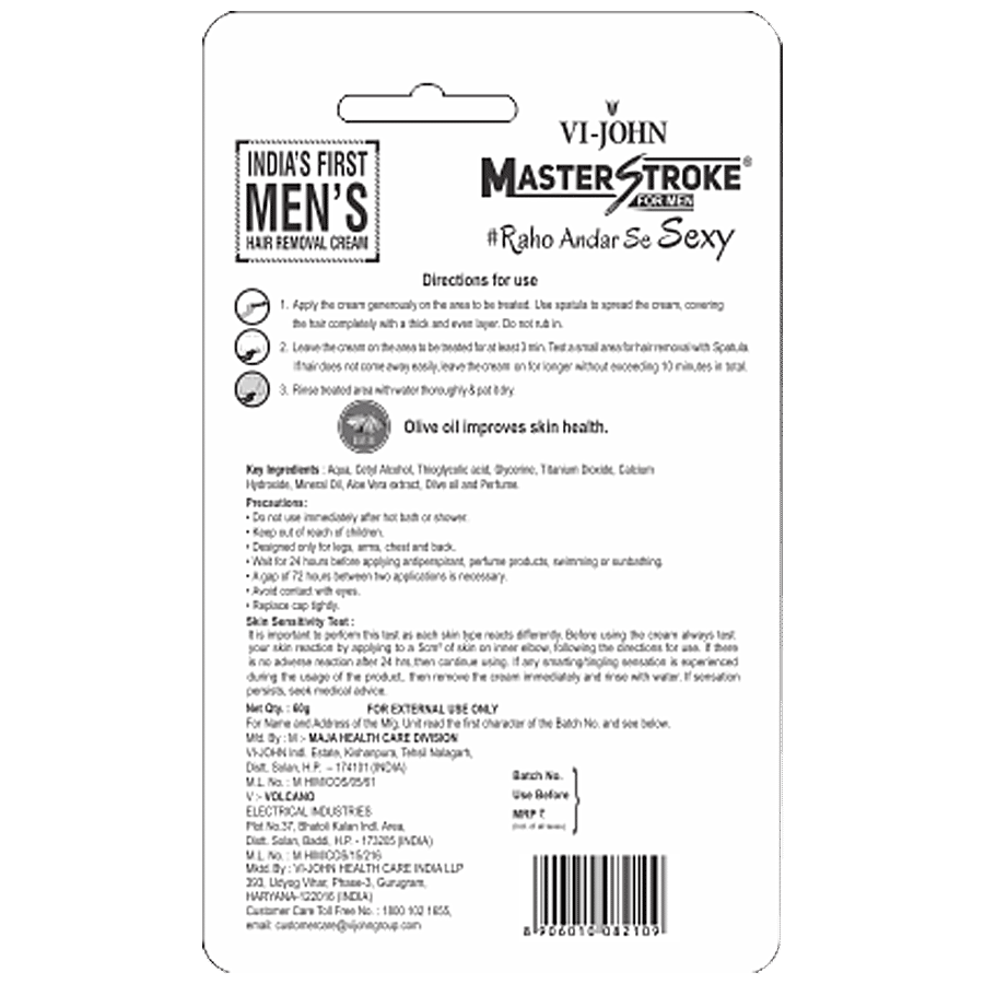 Buy VI-JOHN Master Stroke Men's Hair Removal Cream Olive Online at Best  Price of Rs 100 - bigbasket