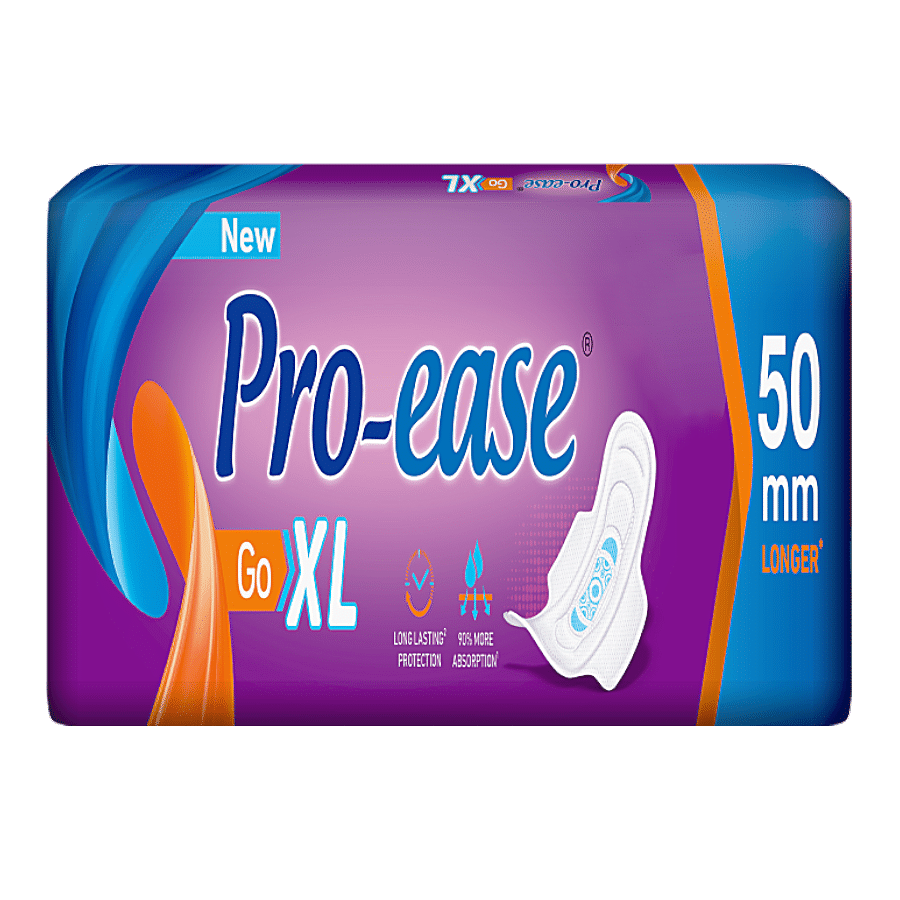 Pro-ease Sanitary Pads - Go XL Pads, 3X Absorption, Odour Control, 6 pcs