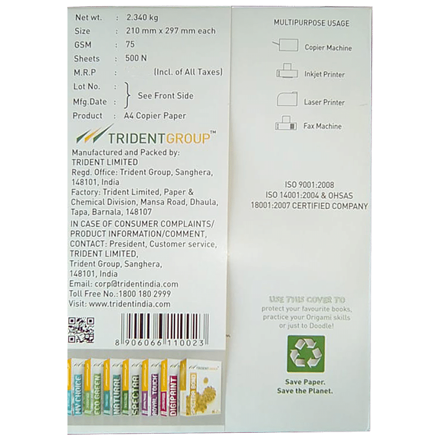 Buy Trident Spectra Trident Spectra 75 Gsm A4 Size Copier Paper 500 Sheets  1 Ream Online at Best Price of Rs 375 - bigbasket
