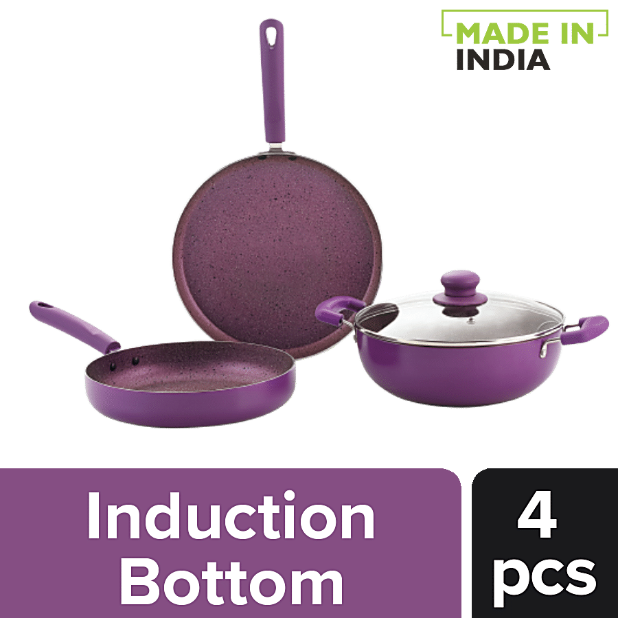 Buy Nirlon Induction Base Non-Stick Cookware Gift Set - Regal Purple, Dosa  Tawa 26 cm + Fry Pan 24 cm +Kadai with Glass Lid 24 cm Online at Best Price  of Rs 1499 - bigbasket