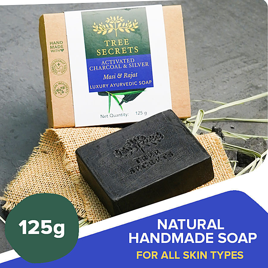 Buy Tree Secrets Luxury Ayurvedic Soap - Activated Charcoal & Silver Online  at Best Price of Rs 129 - bigbasket