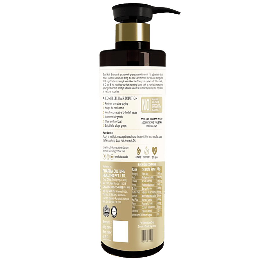 Buy Good Hair Ayurvedic Anti-Hairfall & Anti-Dandruff Shampoo - Bhringraj &  Amla Extracts Online at Best Price of Rs 295 - bigbasket