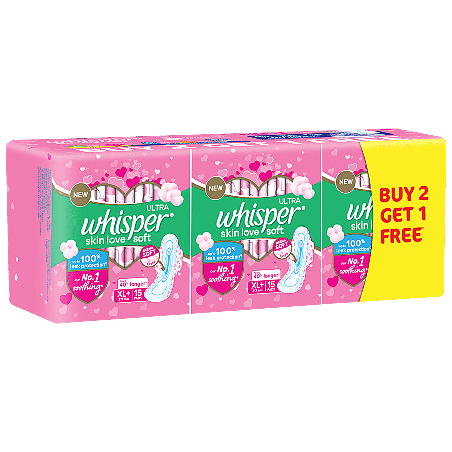 Whisper Ultra Hygiene + Comfort Xl Plus (317mm) 15 Sanitary Pads