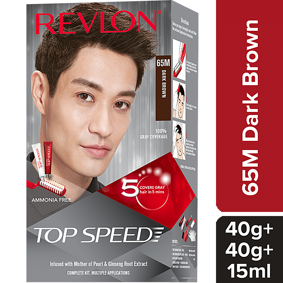 Buy Revlon Top Speed Hair Color Man - Dark Brown 65M, No Ammonia, Multiple  Applications Online at Best Price of Rs  - bigbasket