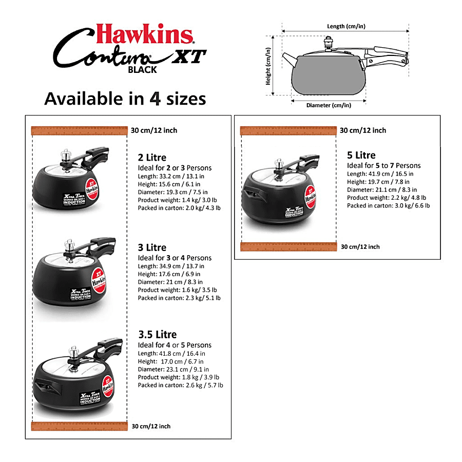 Details about   Hawkins Contura XT Induction Compatible 3 Litre Pressure Cooker-Black Pack Of 1 