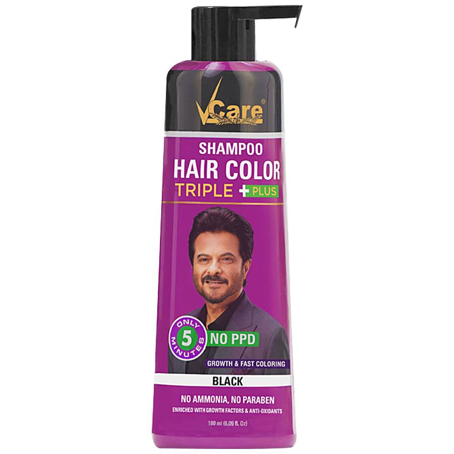 Buy Vcare Shampoo Hair Colour Triple Plus - No Paraben & Sulphates, Black  Online at Best Price of Rs 555 - bigbasket
