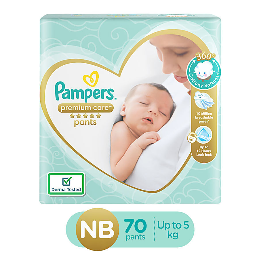 Samenwerking orkest voeden Buy Pampers Premium Care Diaper Pants - New Born, Extra Small, Cottony  Softness, Upto 5 kg Online at Best Price of Rs 928.79 - bigbasket
