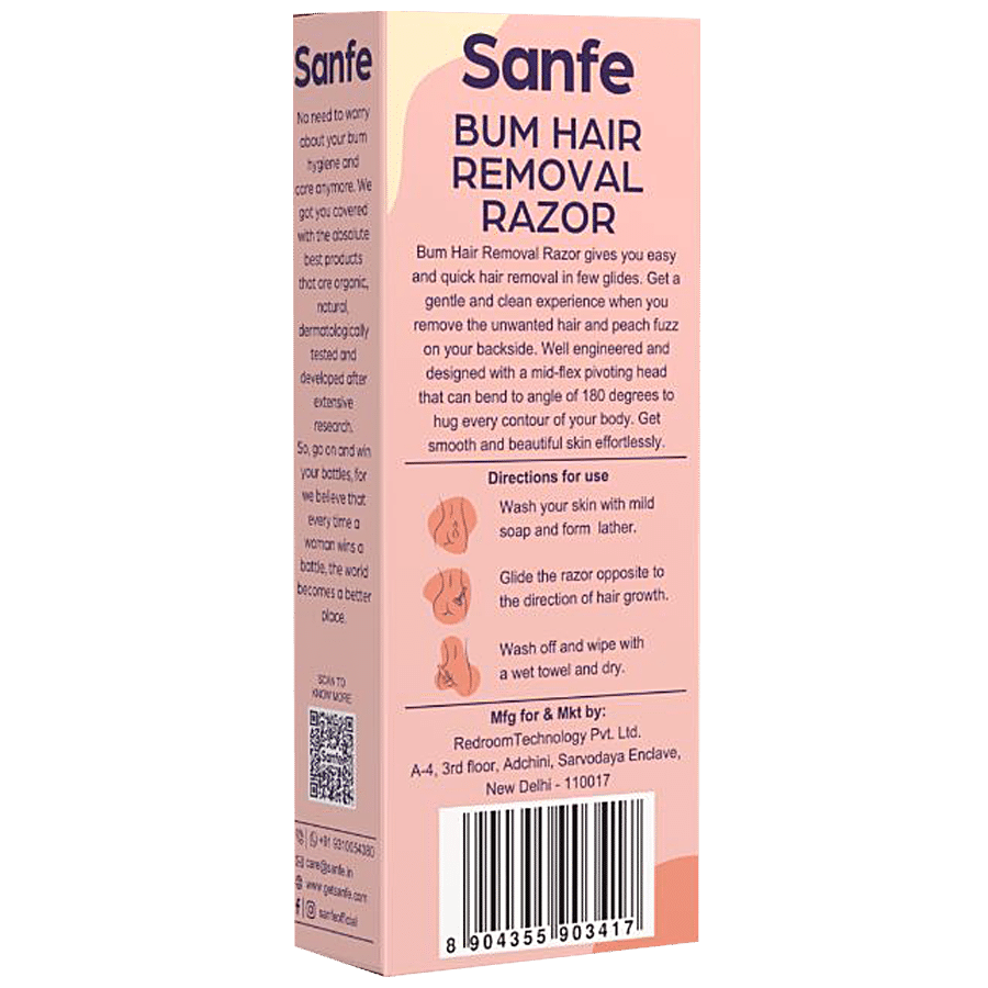 Buy Sanfe Bum Hair Removal Razor - Mid Flex Pivoting Head, Moisture Proof,  No Cuts Or Bumps Online at Best Price of Rs 299 - bigbasket