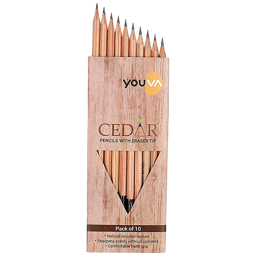 Buy Navneet Youva Cedar Pencils - With Eraser Tip, Natural Wooden Texture,  Comfortable Grip Online at Best Price of Rs 100 - bigbasket