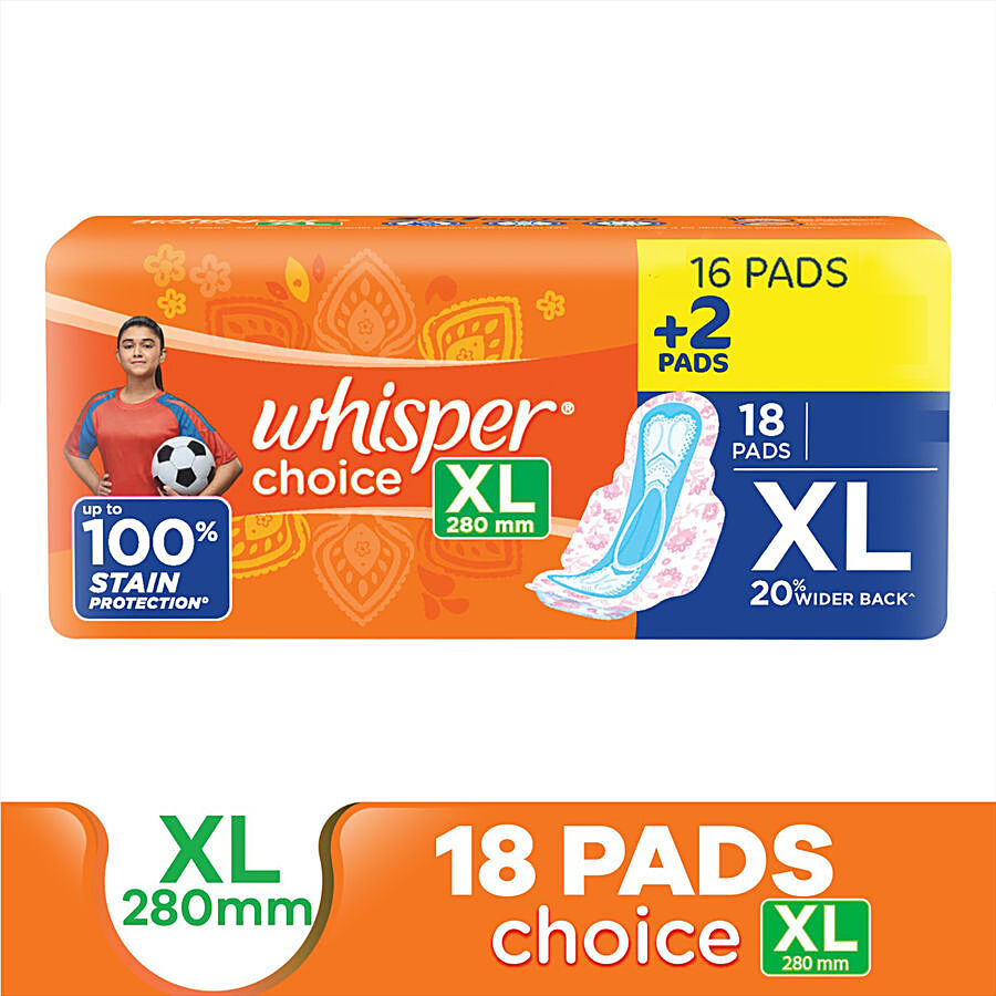 Whisper Choice Wings Regular - 20 Pads Upto 100% Stain Protection
