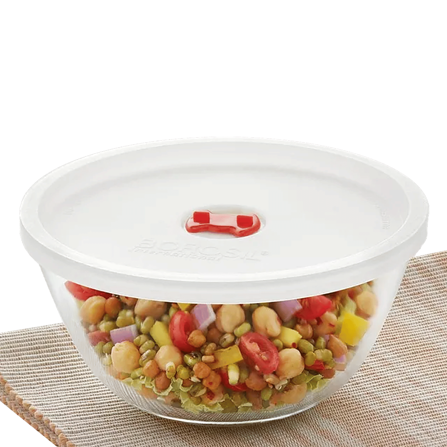 Borosil Glass Mixing/Serving Bowl With Lid Oven Microwave Proof, Clear