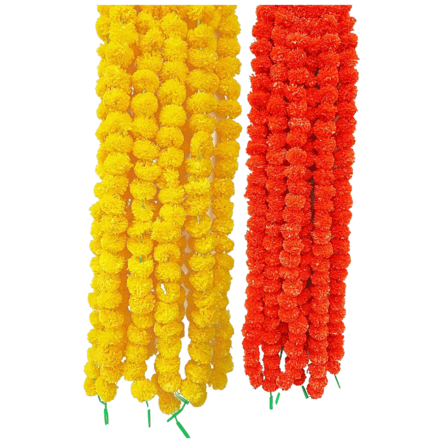 Buy Klassic KL-ComboYelOr10 - Artificial Marigold Fluffy Flower ...