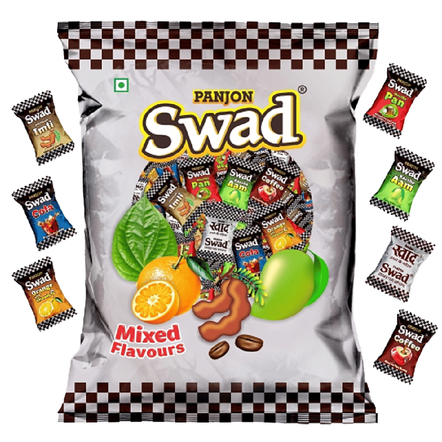 Swad Mix Fruit Assorted Candy Kaccha Aam, Imli, Orange, Coffee, Cola